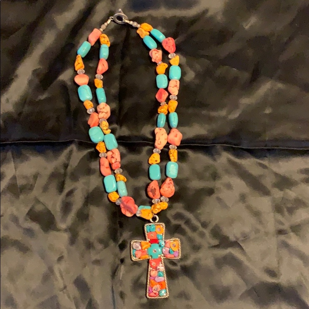 Southwest Turquoise Stone Cross Necklace